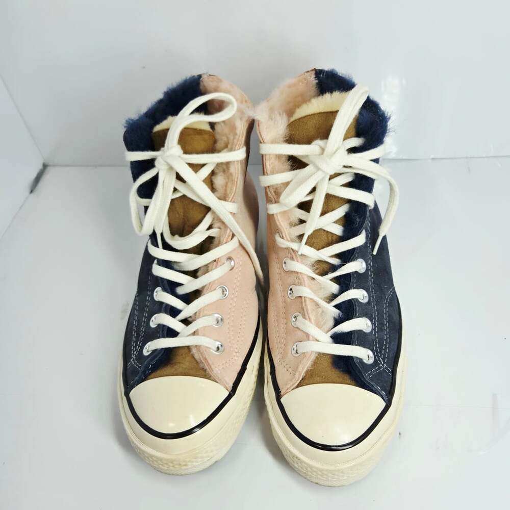 Converse Chuck 70 Hi Tri Panel Shearling Size 9 Navy Pink 166319C